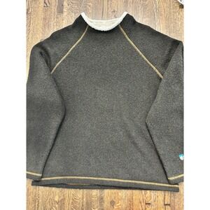 Kuhl Alf Sweater Womens Lrg Brown Alfpaca Fleece Crewneck Thermal Knit Pullover